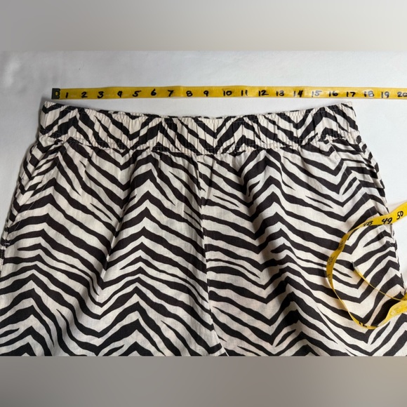 TAHARI Cream and brown zebra print 💯 Linen wide leg crop pants size XL - Picture 11 of 12